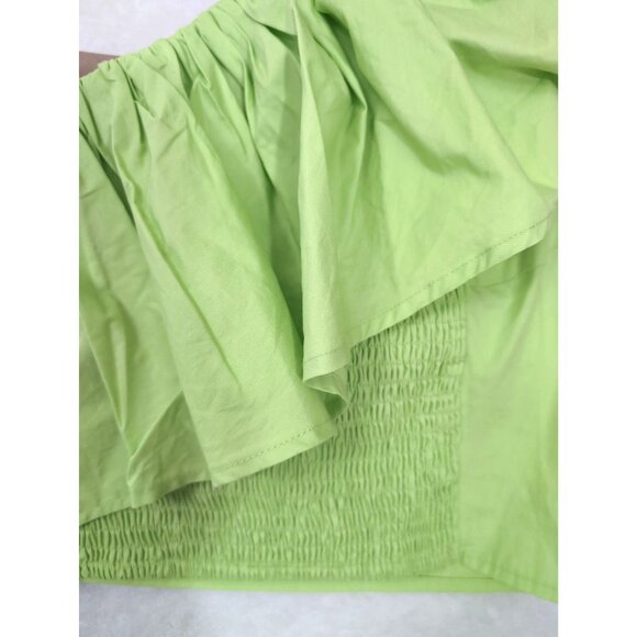 Vestique Cropped One Shoulder Top Womens M Green Ruffle Beachy Resort Glam Vaca - Picture 6 of 12